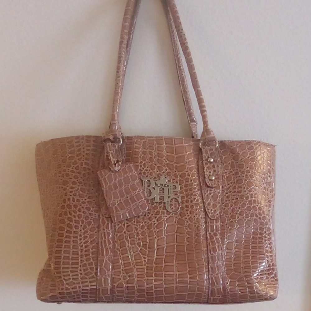 Luxury Beverly Hills Polo Club Tan Crocodile Embossed Women's Bag